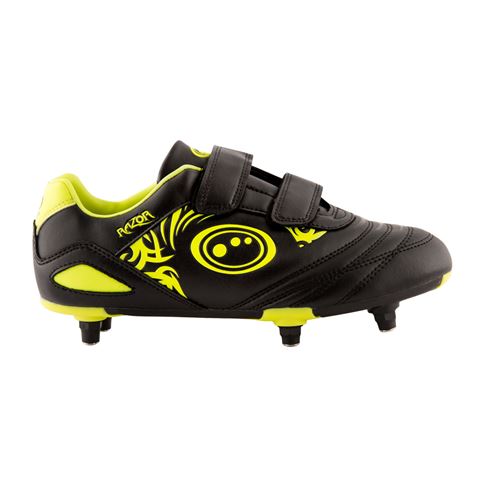 Optimum Kids Razor Velcro SG Rugby Boots Black Yellow - Outstep Optimum Kids Razor Velcro SG Rugby Boots Black Yellow - Outstep