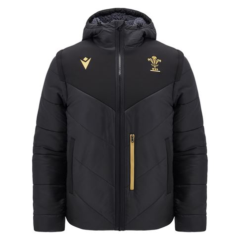 Wales Men Padded Bomber Jacket - Black 2025 - Front Wales Men Padded Bomber Jacket - Black 2025 - Front