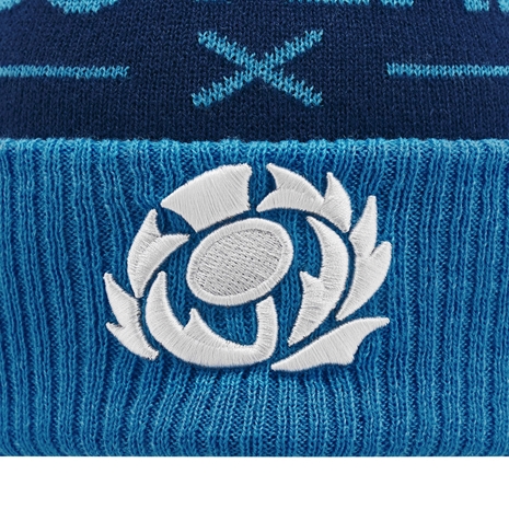 Scotland Adults Pom Pom Beanie - Navy Royal 2025 - Badge Scotland Adults Pom Pom Beanie - Navy Royal 2025 - Badge