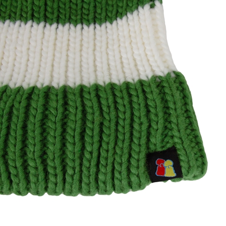 Big Bobble Beanie Hat Green & White - Logo