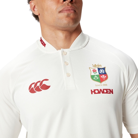 British and Irish Lions Mens Polo Cream - Model Close-up