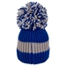 Big Bobble Beanie Hat Blue & Grey - Back 