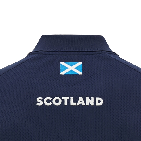 Scotland Mens Travel Polo T-Shirt - 2025 - Back Close Up Scotland Mens Travel Polo T-Shirt - 2025 - Back Close Up