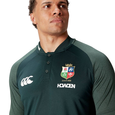 British and Irish Lions Mens Polo Green - Model Close-up British and Irish Lions Mens Polo Green - Model Close-up