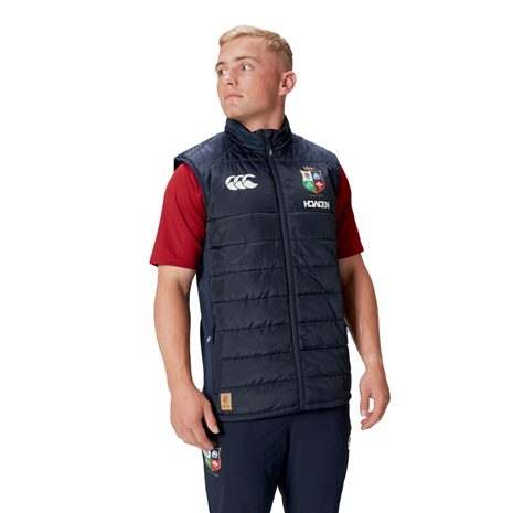 British and Irish Lions Mens Microlight Gilet Navy - Close up person