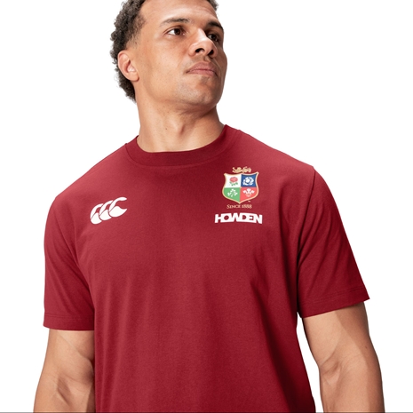 British and Irish Lions Mens Cotton T-Shirt Red - Model Close-up