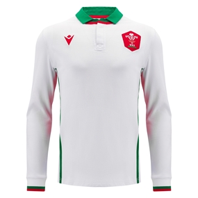 Wales Mens Away Cotton Rugby Shirt - Long Sleeve 2025 - Front