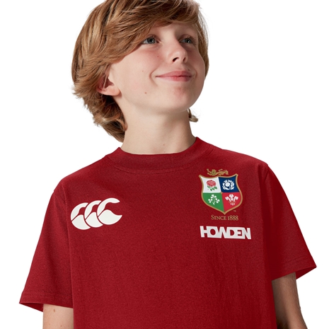 British and Irish Lions Junior Cotton T-Shirt Red - Model Close-up