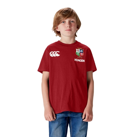 British and Irish Lions Junior Cotton T-Shirt Red - Model Front