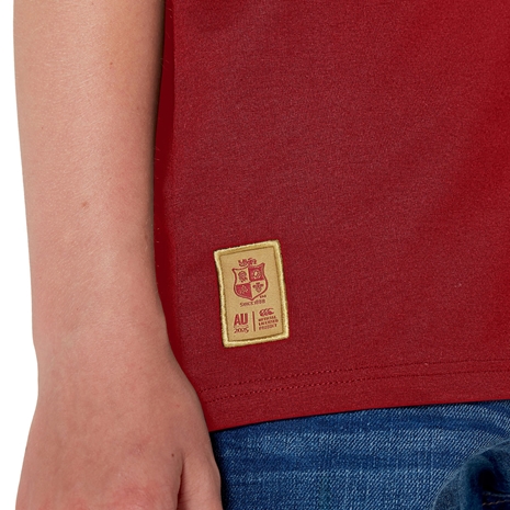 British and Irish Lions Junior Cotton T-Shirt Red - Model Hem