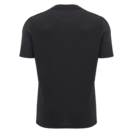 Wales Mens Poly Training Shirt - Black - Short Sleeve -2025 - Back