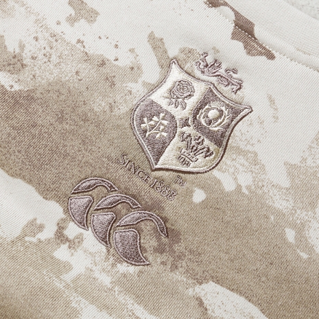 British and Irish Lions Mens Camp Crew Jumper - Taupe - Close up Logo