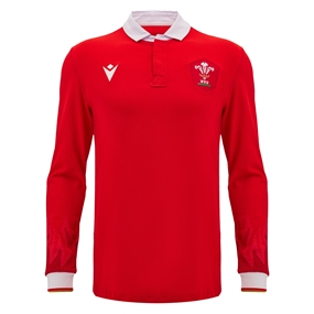 Wales Mens Cotton Home Rugby Shirt - Long Sleeve 2025 - Front