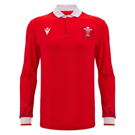 Wales Mens Cotton Home Rugby Shirt - Long Sleeve 2025 - Front