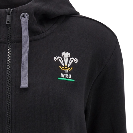Wales Womens Travel Full Zip Hoodie - Black 2025 - WRU