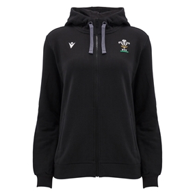 Wales Womens Travel Full Zip Hoodie - Black 2025 - Front