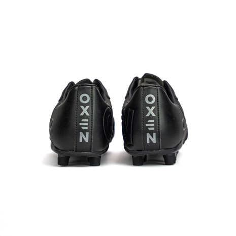 Oxen Kids Raptor Pro firm Ground Rugby Boots-Black/Silver - Heel