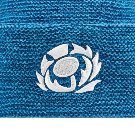 Scotland Adults Pom Pom Beanie - Navy Melange 2025 - Badge Scotland Adults Pom Pom Beanie - Navy Melange 2025 - Badge
