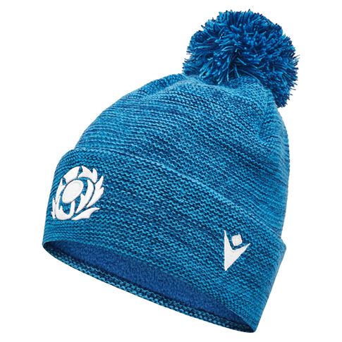 Scotland Adults Pom Pom Beanie - Navy Melange 2025 - Front Scotland Adults Pom Pom Beanie - Navy Melange 2025 - Front