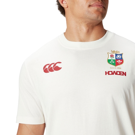 British and Irish Lions Mens Cotton T-Shirt Cream - Model Close-up