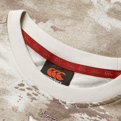 British and Irish Lions Junior Camo T-Shirt Taupe - neck detail