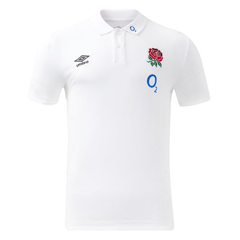 England Mens Polo T-Shirt - White - 2025 - Front England Mens Polo T-Shirt - White - 2025 - Front