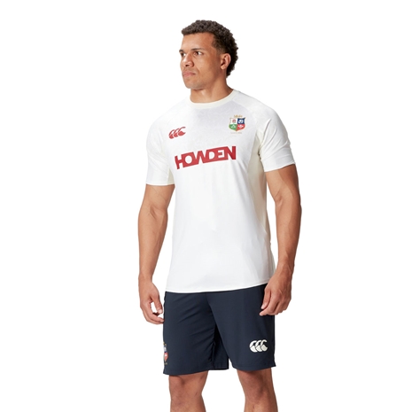 British and Irish Lions Mens Super Light Training T-Shirt Cream - Model Front