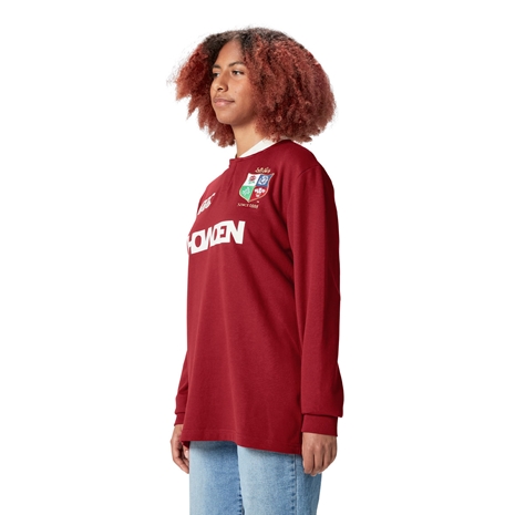 British and Irish Lions Adults Long Sleeve Classic Rugby Shirt - Red - Model Side