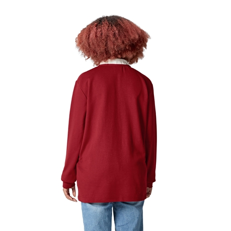 British and Irish Lions Adults Long Sleeve Classic Rugby Shirt - Red - Model Back