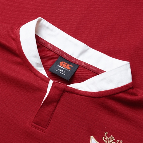 British and Irish Lions Adults Long Sleeve Classic Rugby Shirt - Red - Collar