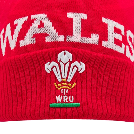 Wales Adults Pom Pom Beanie - Red 2025 - WRU