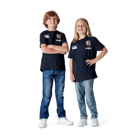 British and Irish Lions Junior Cotton T-Shirt Navy - Models