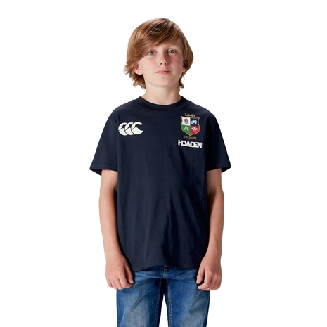 British and Irish Lions Junior Cotton T-Shirt Navy - Model Front