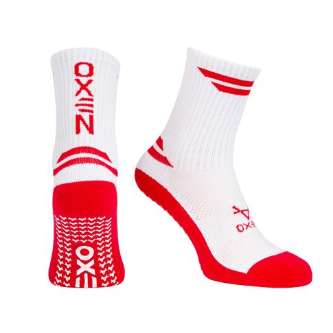 OXEN Adults Grip Socks - White/Red OXEN Adults Grip Socks - White/Red