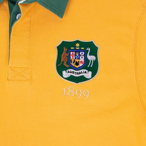 Australia Mens 1899 Origins Crest Rugby Shirt Long Sleeve Gold - Crest