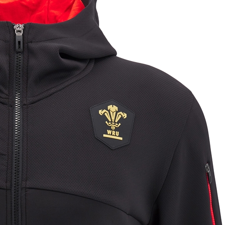 Wales Mens Travel Full Zip Hoodie - Black 2025 - WRU