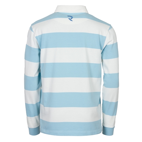 Argentina Mens 1910 Origins Striped Rugby Shirt Long Sleeve Sky White - Back