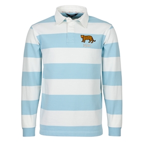 Argentina Mens 1910 Origins Striped Rugby Shirt Long Sleeve Sky White - Front