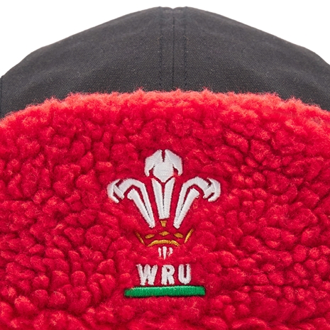 Wales Adults Trapper Fleeced Hat - Black & Red 2025 - WRU