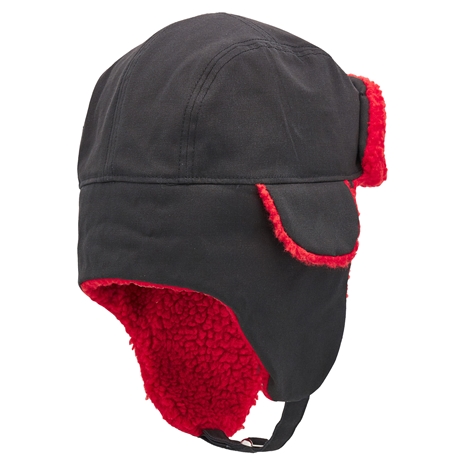 Wales Adults Trapper Fleeced Hat - Black & Red 2025 - Back
