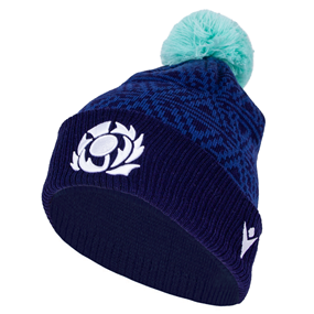 Scotland Adults Pom Pom Beanie - Navy Green 2025 - Front