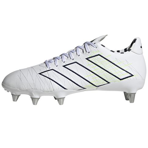 Adidas Kakari Elite Soft Ground Rugby Boots White - side view Adidas Kakari Elite Soft Ground Rugby Boots White - side view