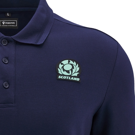 Scotland Mens Athleisure Travel Polo-Navy-24/25 - SRU Thistle Scotland Mens Athleisure Travel Polo-Navy-24/25 - SRU Thistle
