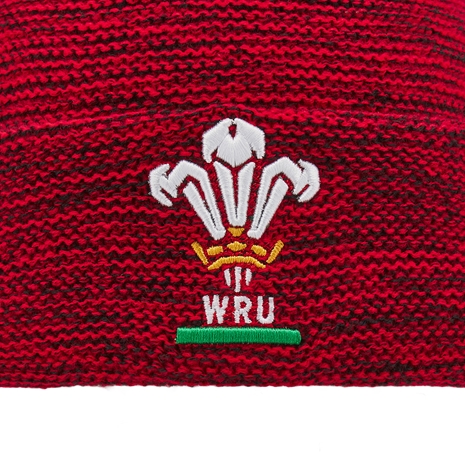 Wales Adults Pom Pom Beanie -Black Red 2025 - WRU