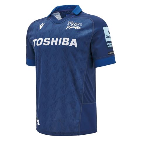 Sale Shark Mens Home Rugby Shirt - Short Sleeve - 2025 - Front Sale Shark Mens Home Rugby Shirt - Short Sleeve - 2025 - Front