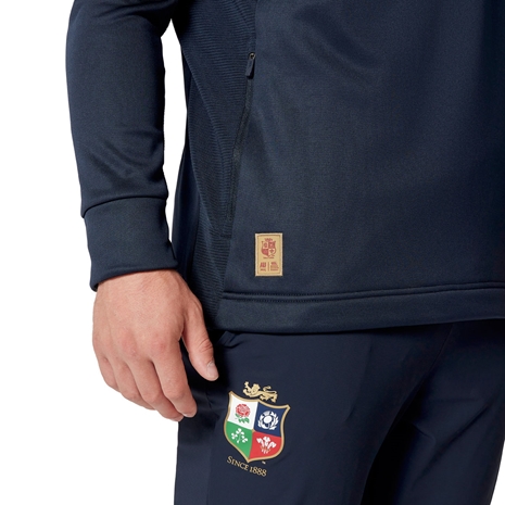 British and Irish Lions Mens 1/4 Zip Hoody Navy - Model Hem