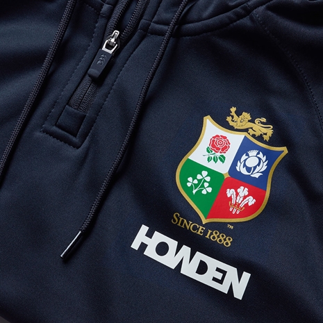 British and Irish Lions Mens 1/4 Zip Hoody Navy - Crest