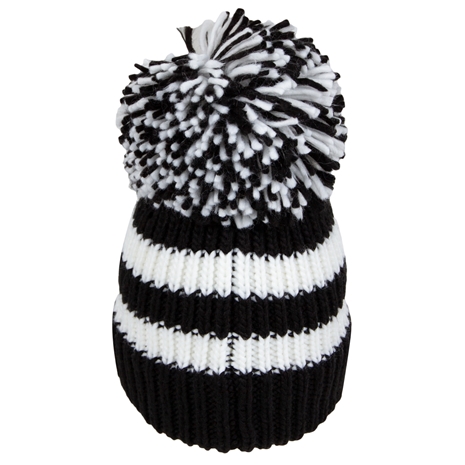 Big Bobble Beanie Hat Black & White - Back