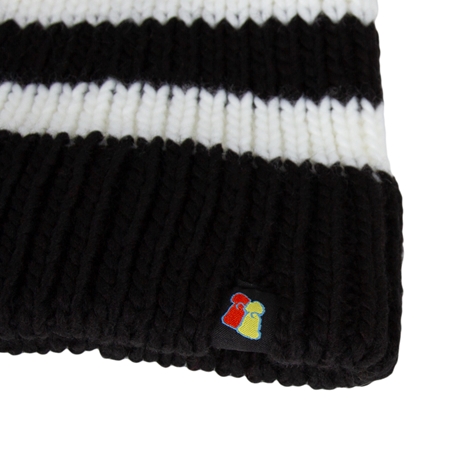Big Bobble Beanie Hat Black & White - Logo