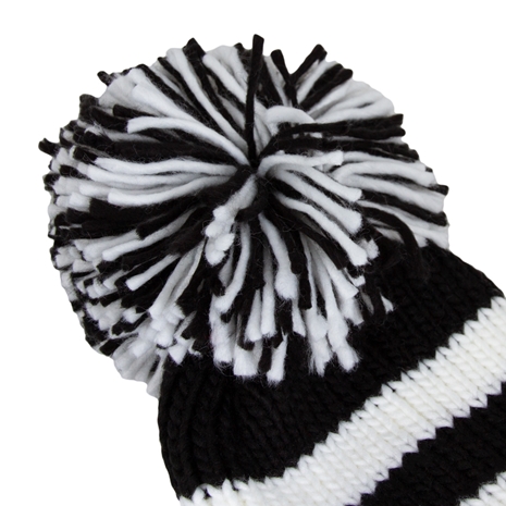 Big Bobble Beanie Hat Black & White - Pom Pom